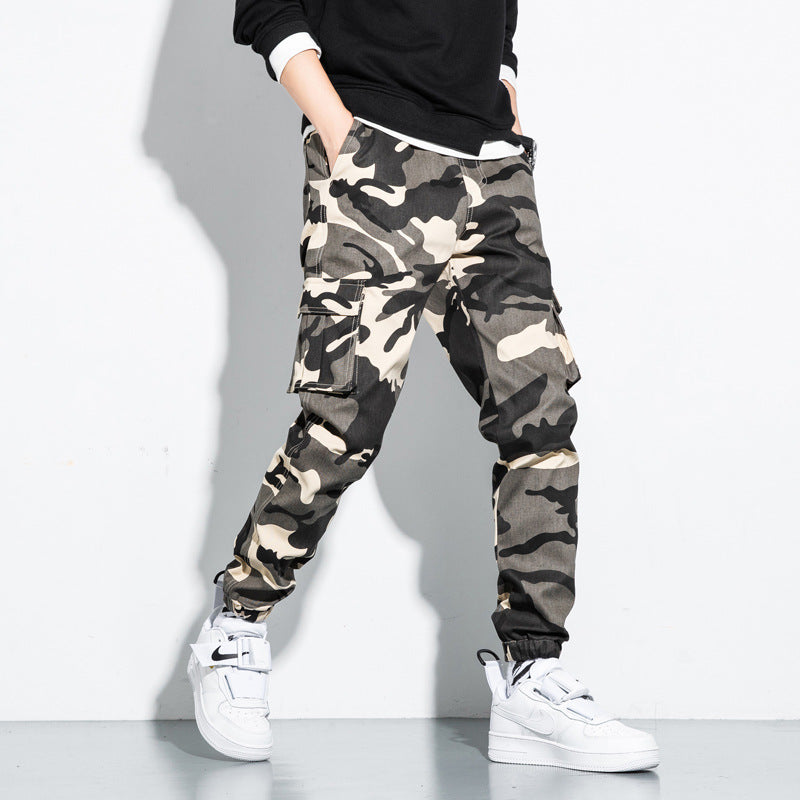 Trendy multi-pocket pants-D412