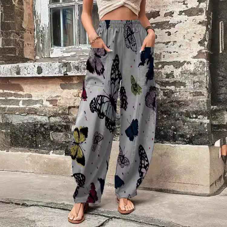 Printed casual beach pants-D859