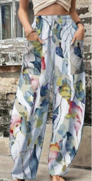 Printed casual beach pants-D859
