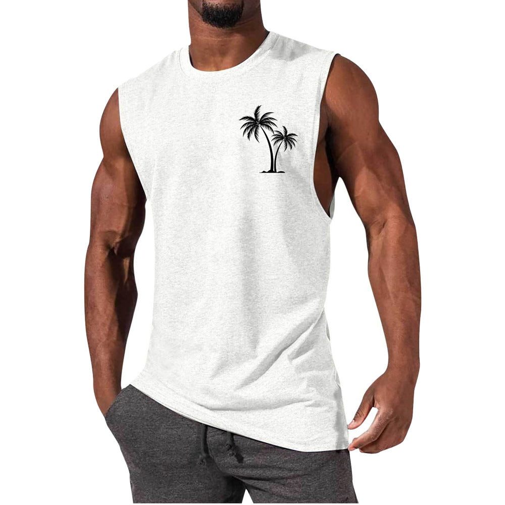 Coconut tree print vest-D601