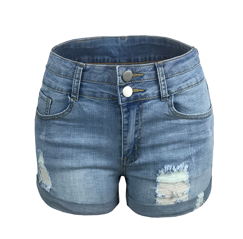 Ripped hem denim shorts-D133