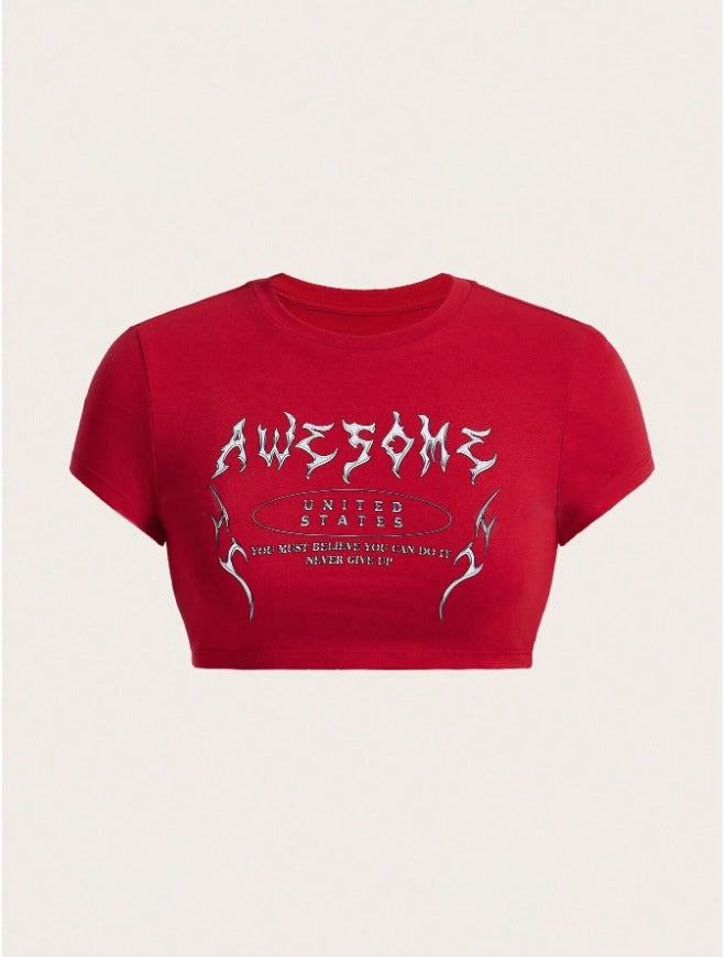 Lettering print cropped top-D810