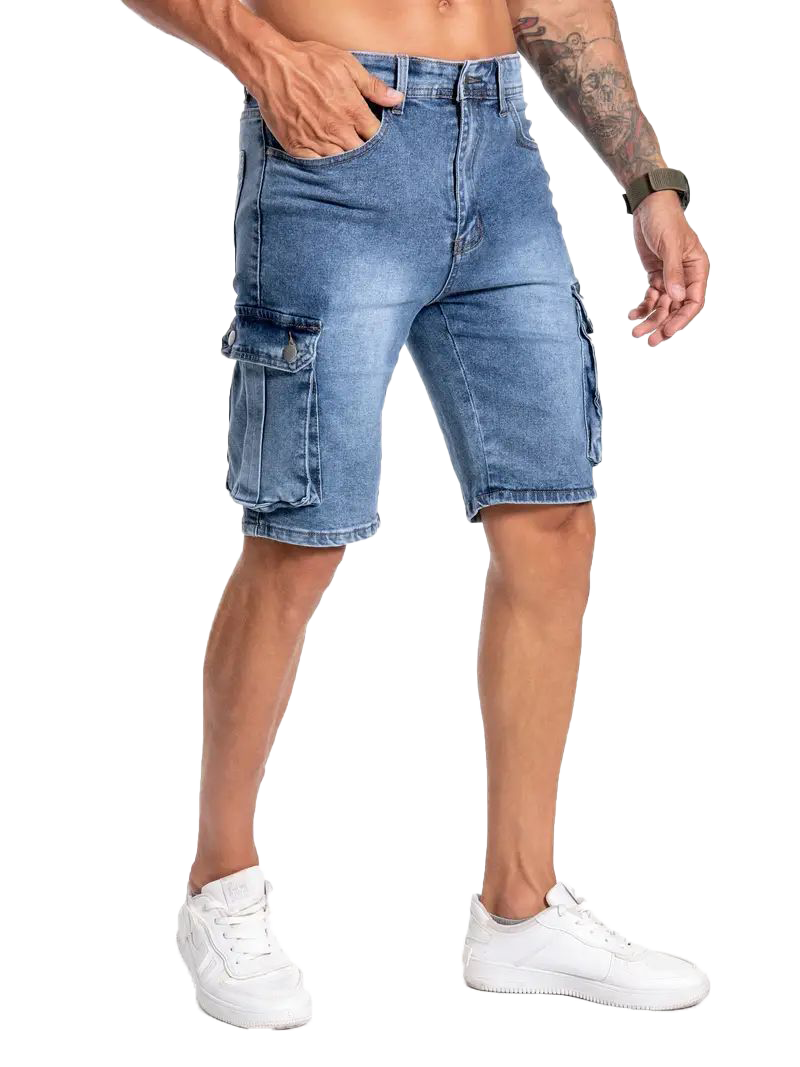 Slightly skinny denim shorts-D132