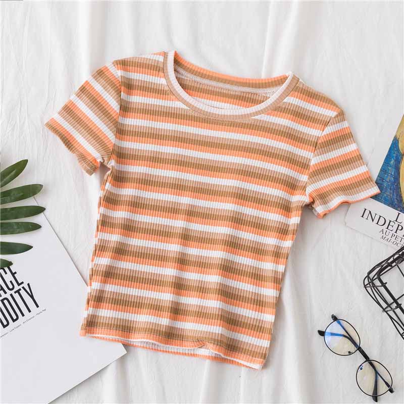 Rainbow Stripe Cropped Top-D750
