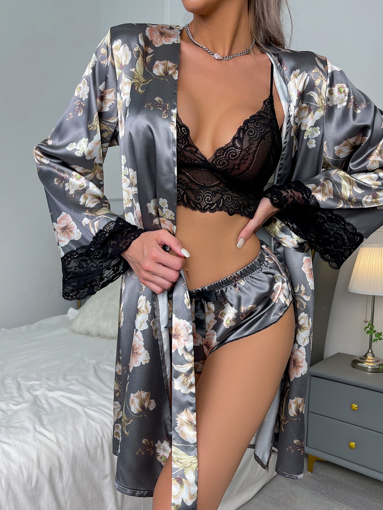 Sexy printed dressing gown-D23