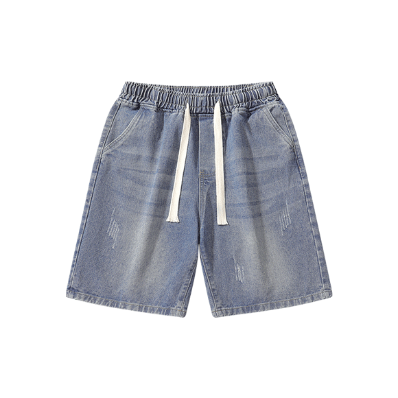 Elasticated-waistband denim shorts-D62