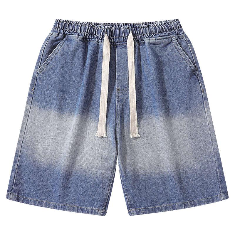 Drawstring denim shorts-D61