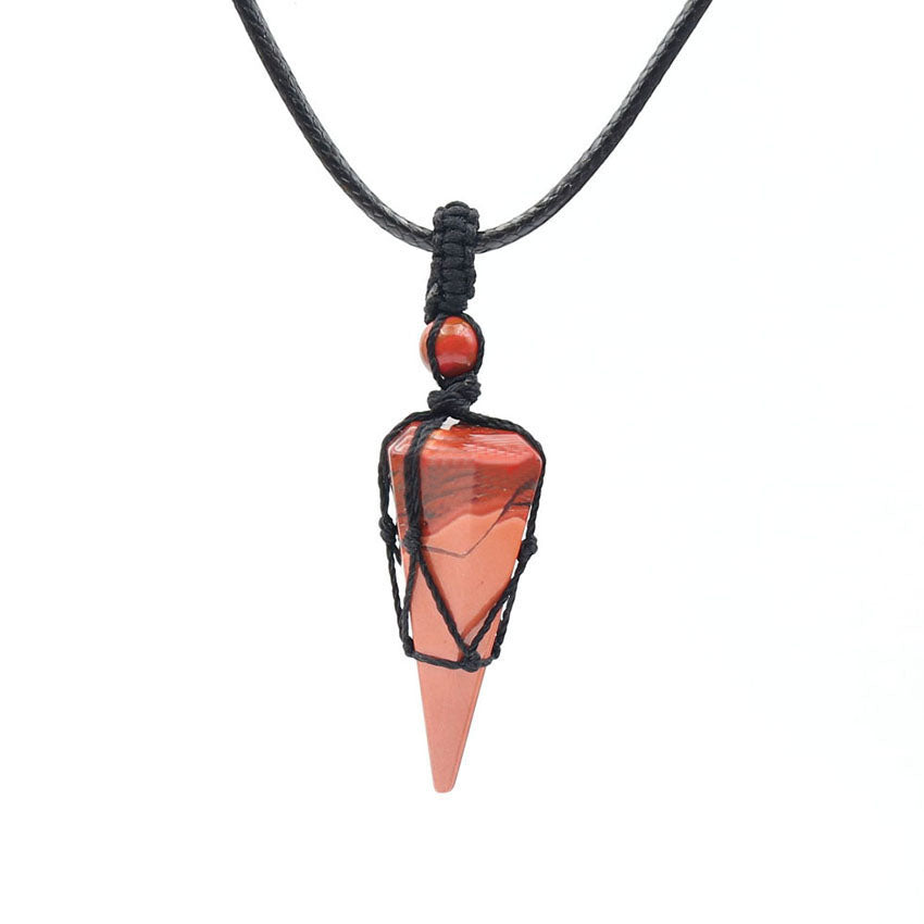Natural crystal pendant necklace-D693