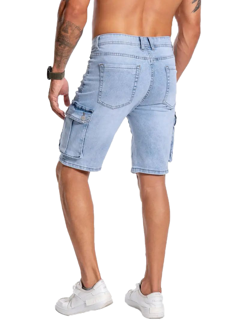 Slightly skinny denim shorts-D132