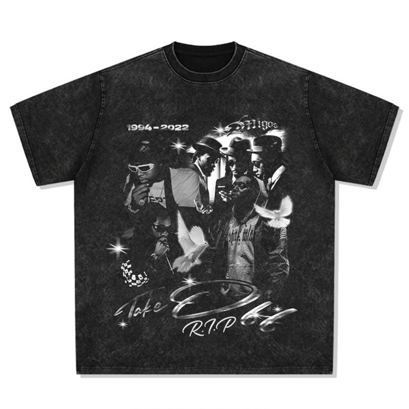 Printed retro trendy tee-D395