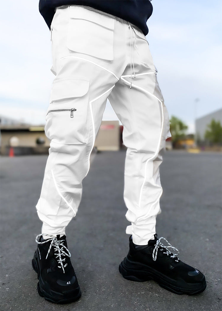Multi-pocket printed trousers-D408