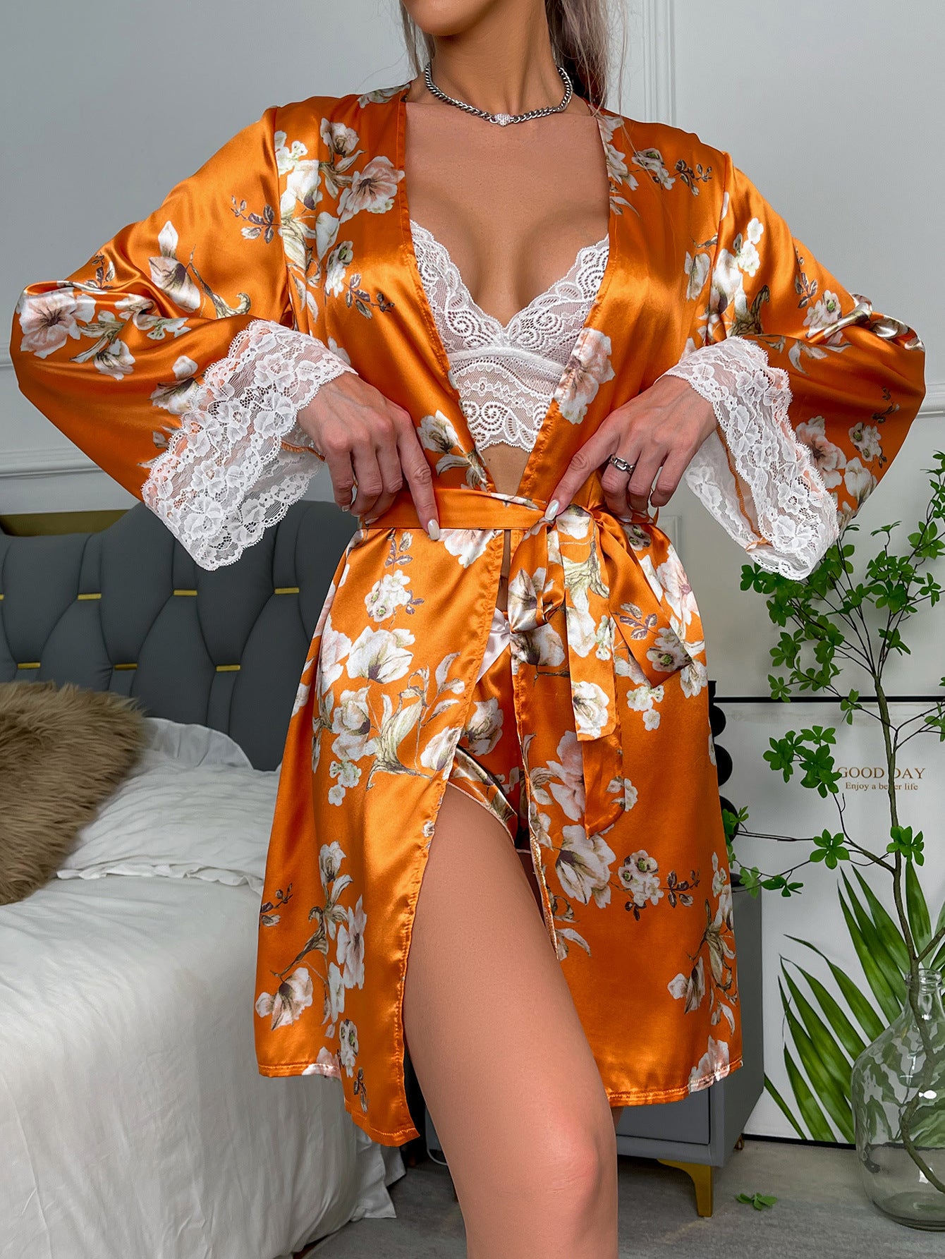Sexy printed dressing gown-D23