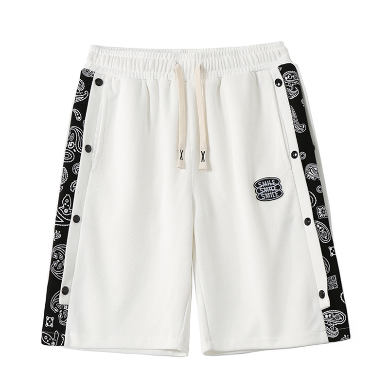 Side cashew flower drawstring shorts-D101