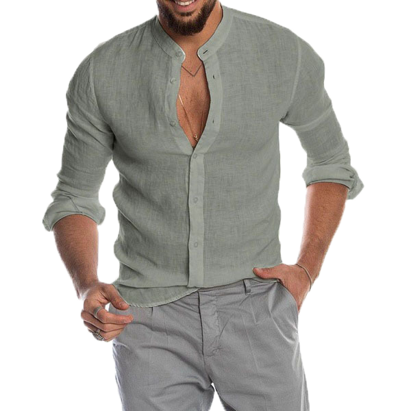 V-neck linen cardigan shirt-D191