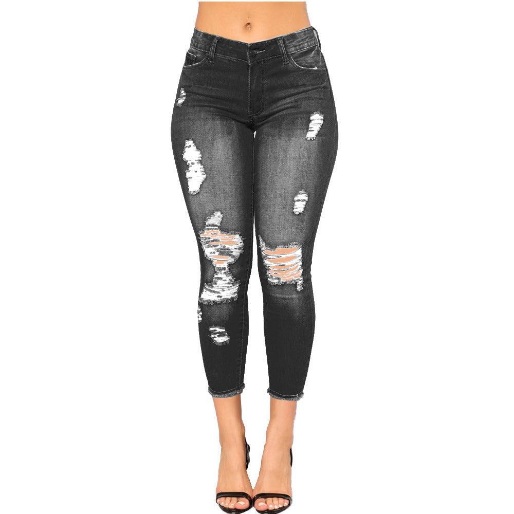 Skinny ripped jeans-D758