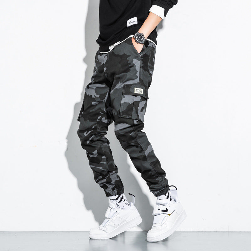 Trendy multi-pocket pants-D412