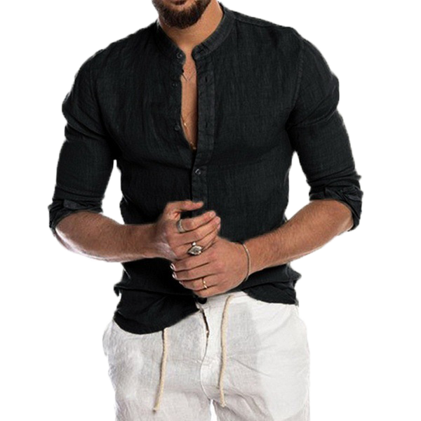 V-neck linen cardigan shirt-D191
