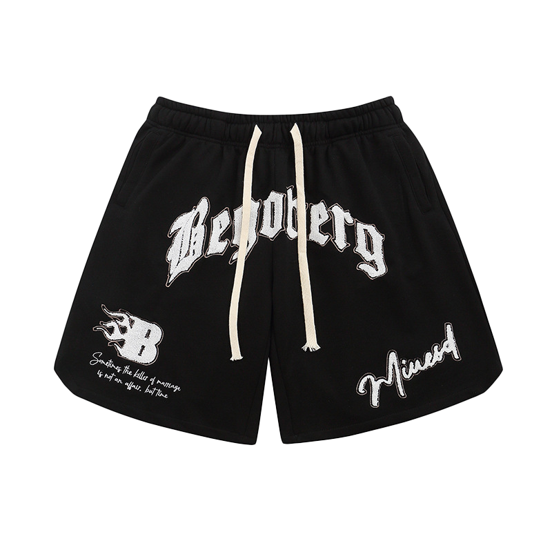 Letter element drawstring shorts-D214
