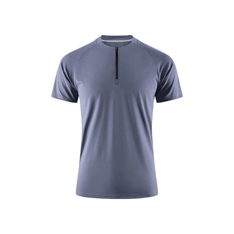 Half-zip ice silk T-shirt-D869