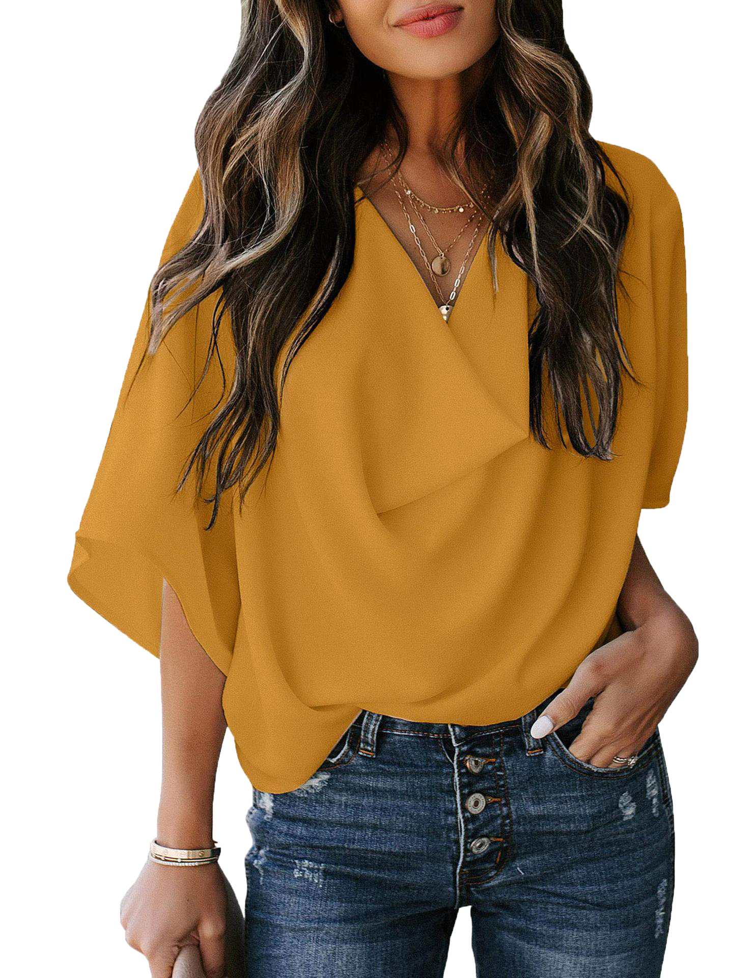 V-Neck Casual Top-D179