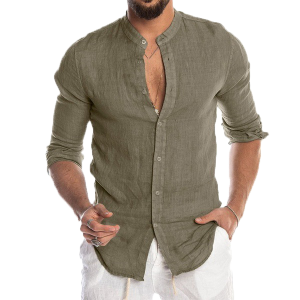 V-neck linen cardigan shirt-D191