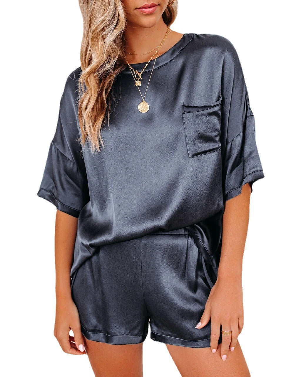 Solid color chiffon suit-D270