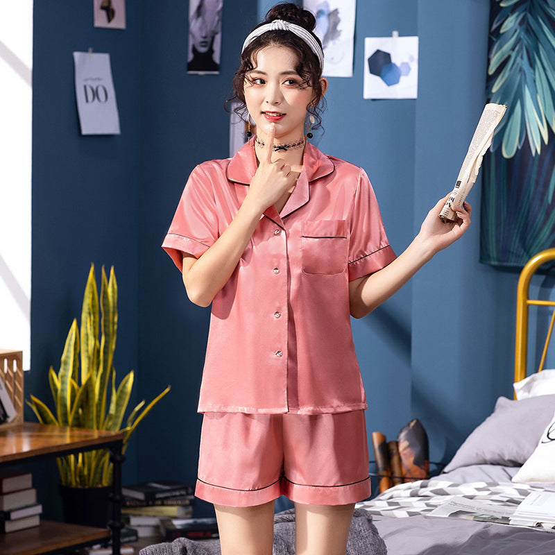 Pajamas Summer Striped Solid Color Basic Set-D271