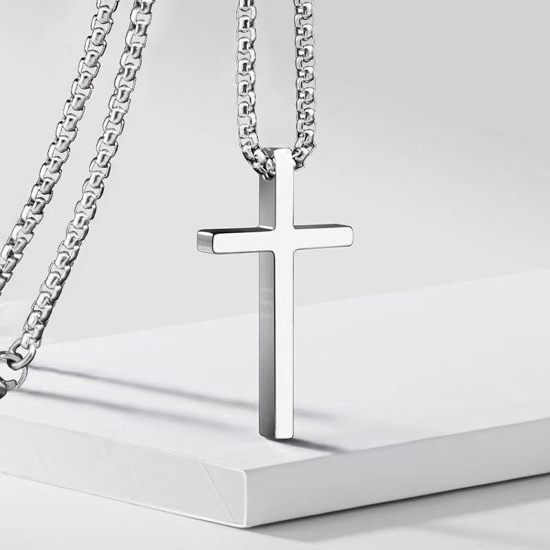Cross silver chain-D696