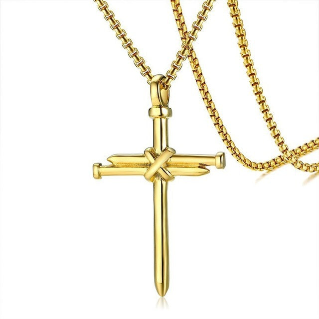 Silver cross chain-D694