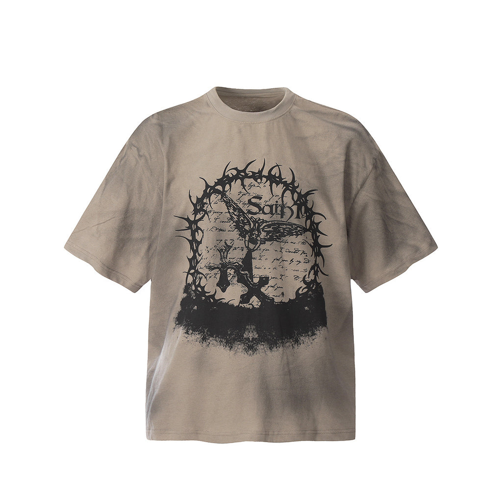 Retro trend thorn pattern tee-D728