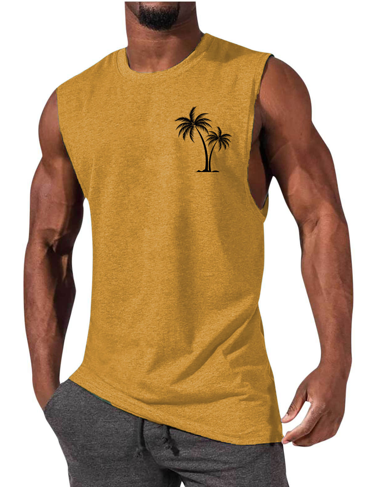 Coconut tree print vest-D601