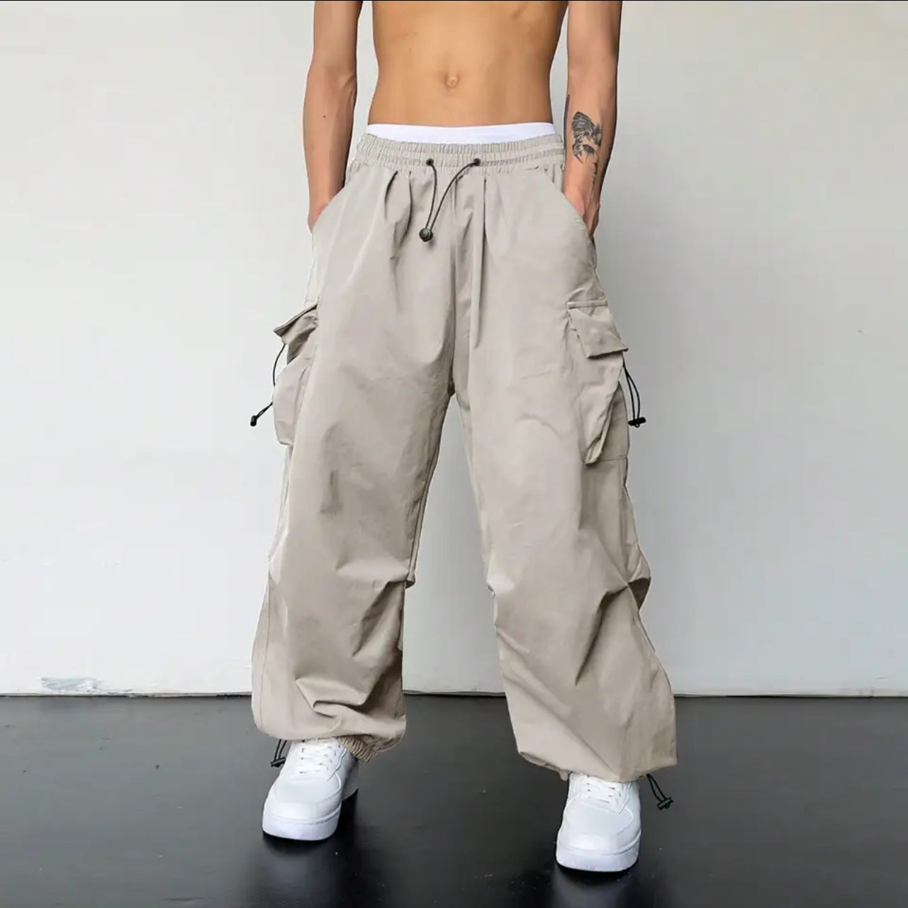 Oversize pants with multiple pockets-D131