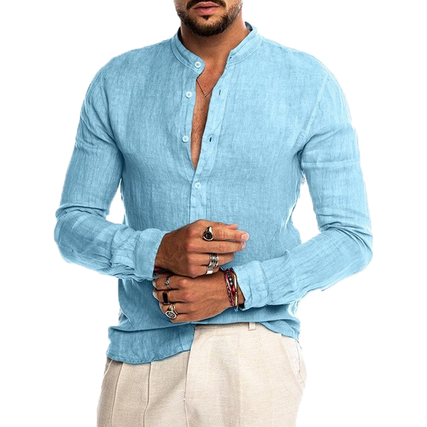 V-neck linen cardigan shirt-D191