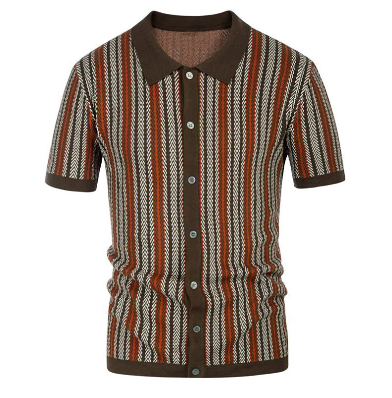 Striped polo shirt-D772