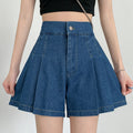 High-rise denim shorts-D816