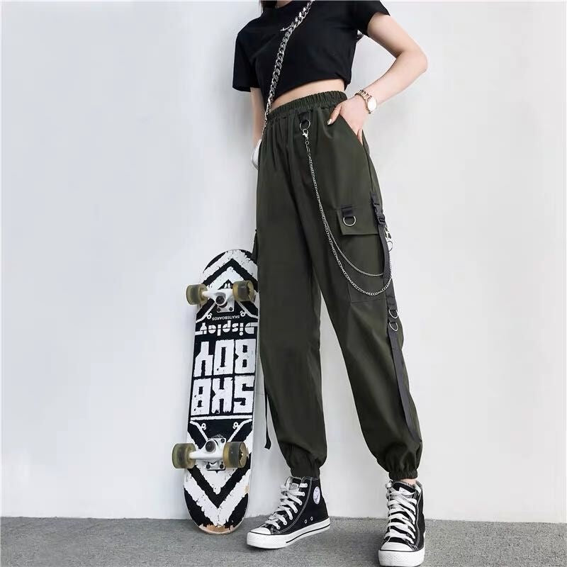 Slim high-waist pants-D322