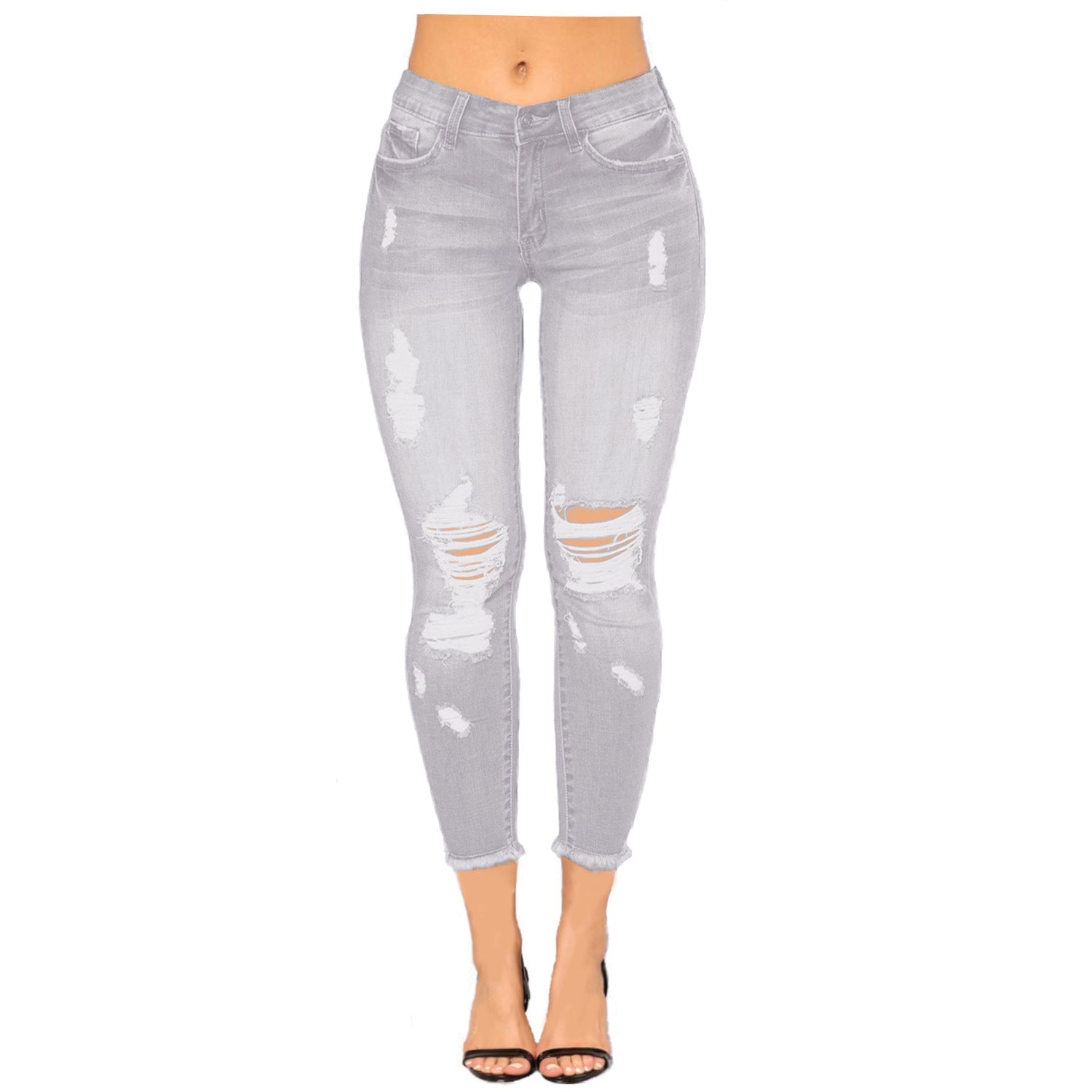 Skinny ripped jeans-D758