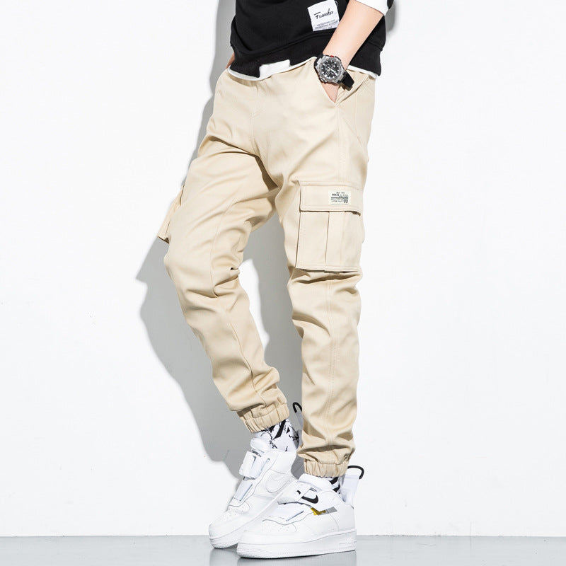 Trendy multi-pocket pants-D412