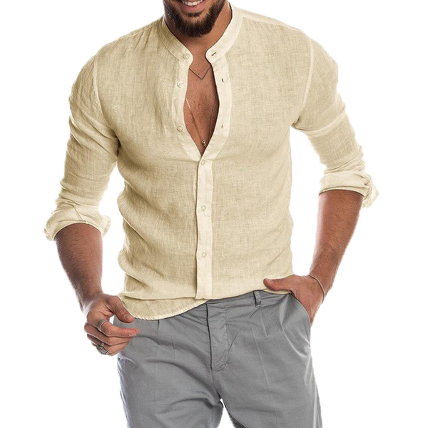 V-neck linen cardigan shirt-D191