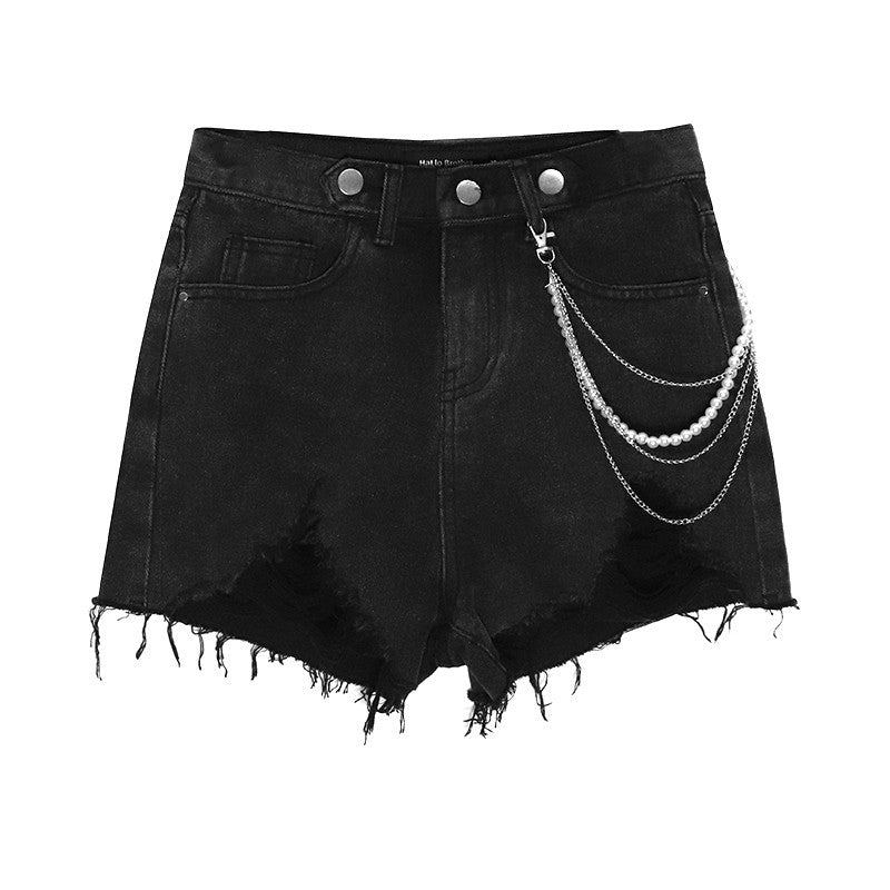 Ripped denim shorts-D847