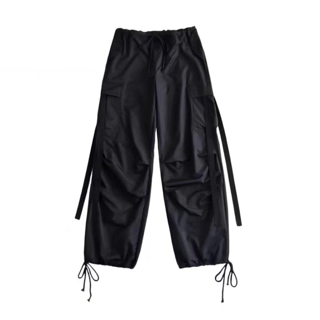 Wide-leg casual trousers-D402