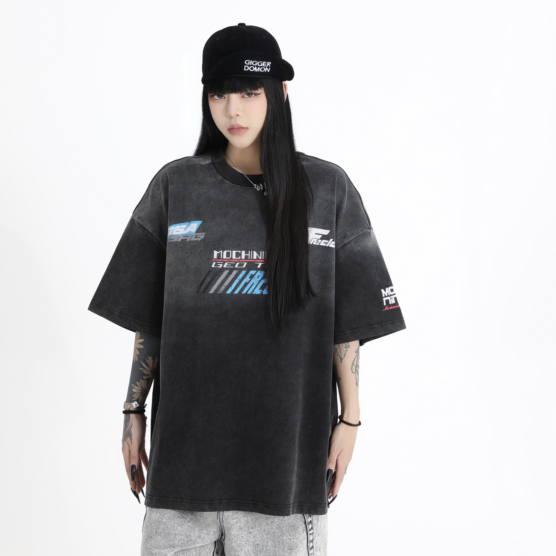 Racing style lettering print TEE-D522
