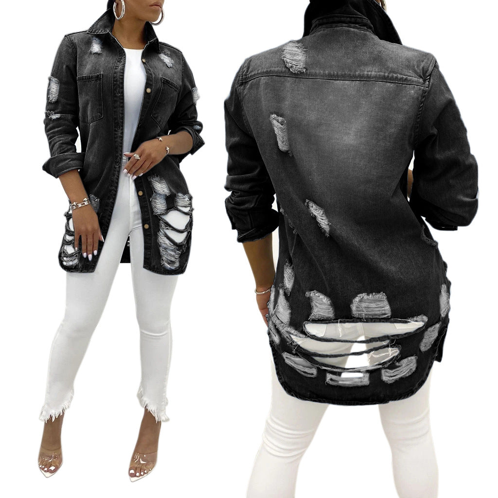 Long denim jacket-D691