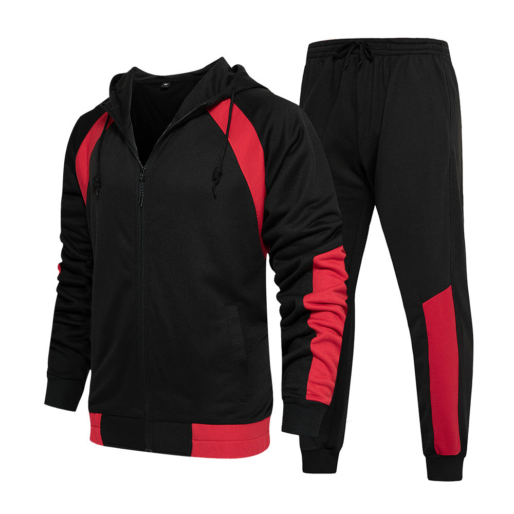 Loose color blocking sweatshirt suit-D462