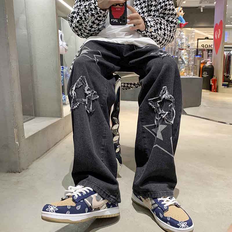 Five-pointed star jeans-D610