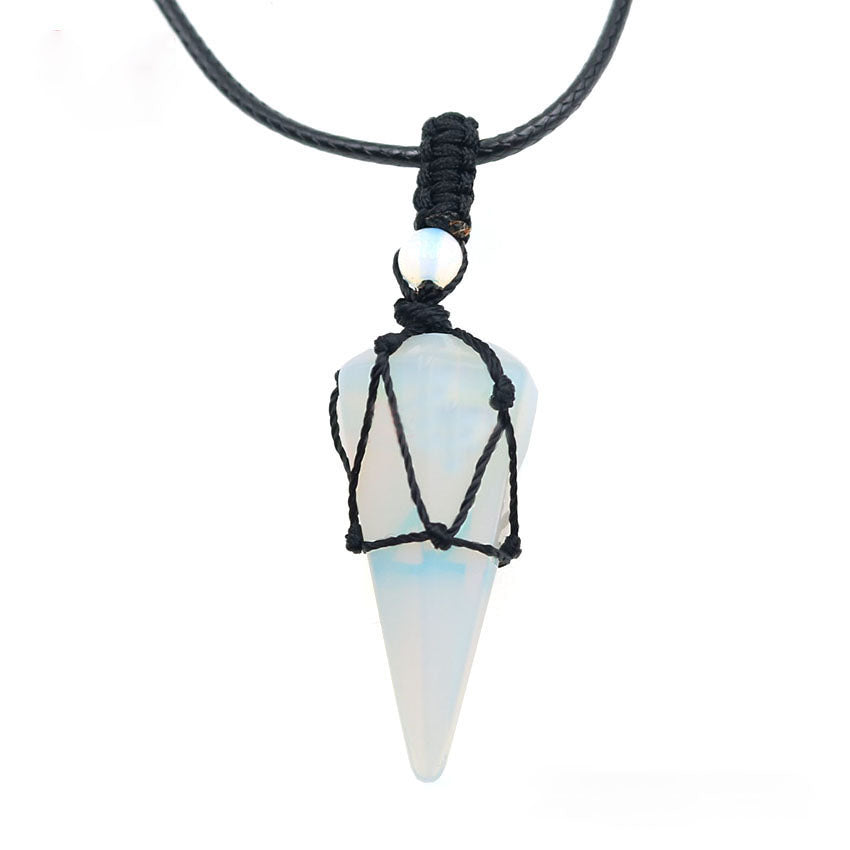 Natural crystal pendant necklace-D693