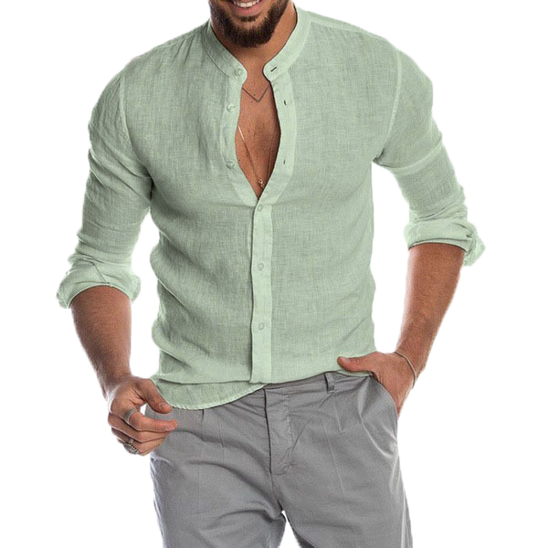 V-neck linen cardigan shirt-D191