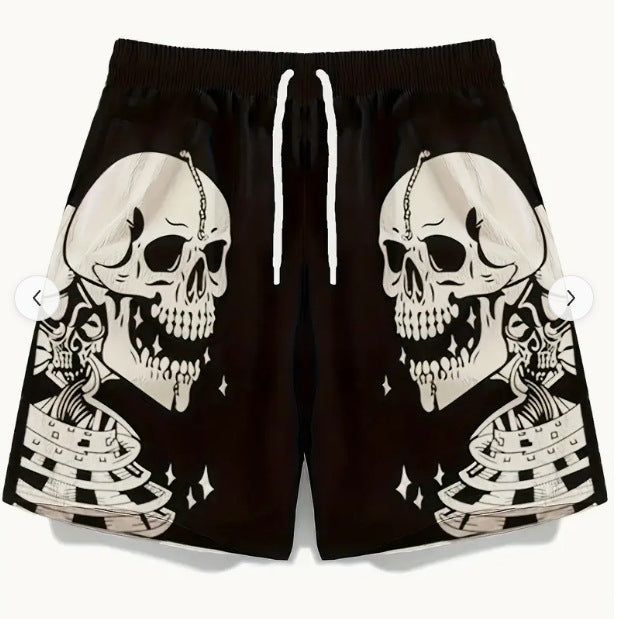 Skeleton finger & paisley pattern shorts-D773