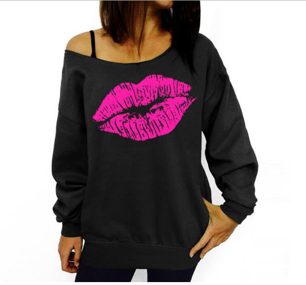 Red lips pattern sweatshirt-D782