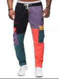 Corduroy patchwork pants-D169